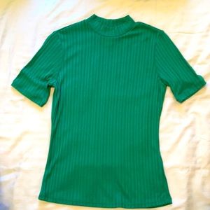 Green mock neck top
